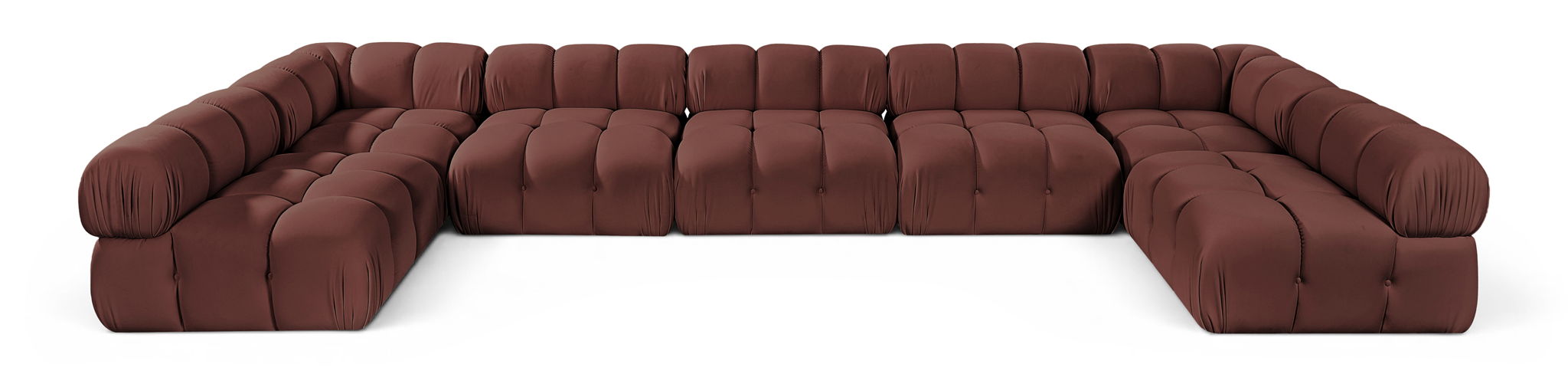 Seccional modular tapizado de terciopelo de alto rendimiento Orin de 185" de 7 piezas