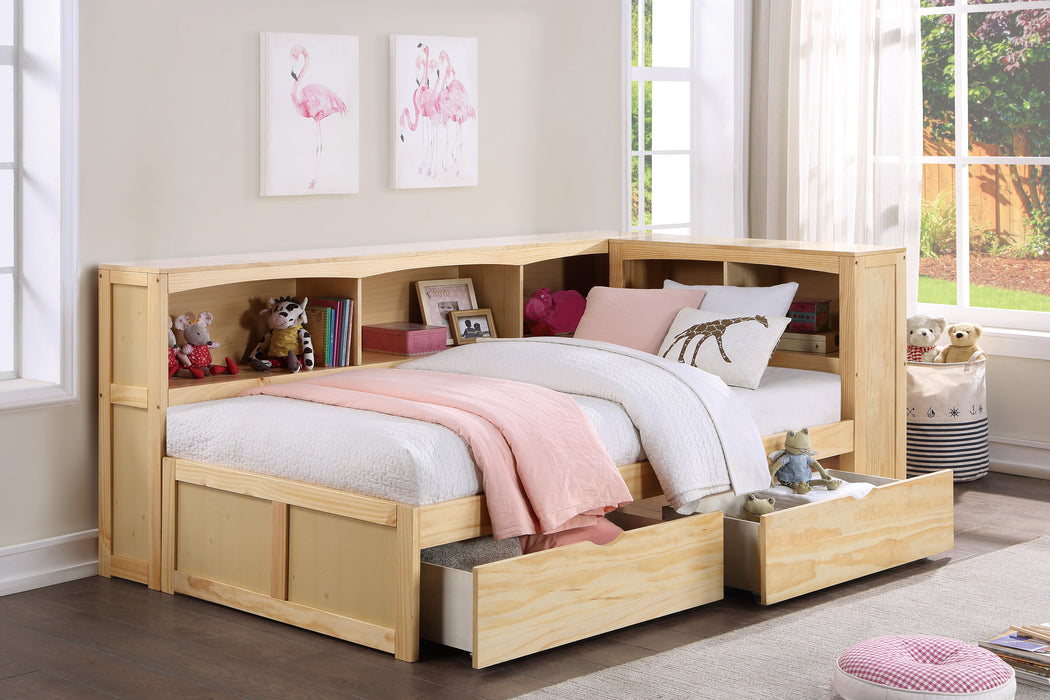 Bartly (4) Twin Bookcase Corner Bed with Storage Boxes