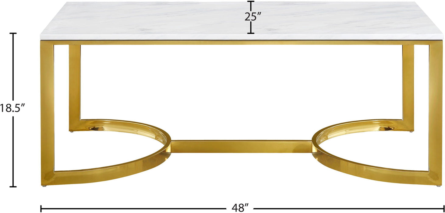 London Marble Veneer Top And Gold Steel Base Coffee Table