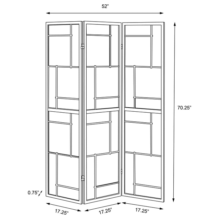 Damis 3-Panel Room Divider Folding Shoji Screen Black