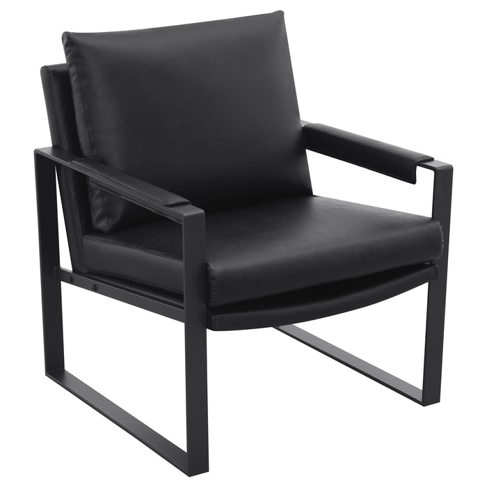 Rosalind - Sillón tapizado con brazos rectos, color marrón