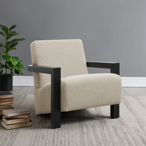 Sillón auxiliar tapizado en bouclé Fitzroy color latte