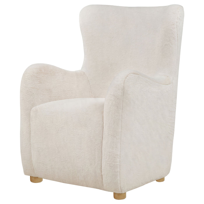 Thornton Faux Fur Upholstered Wingback Lounge Accent Chair Ivory
