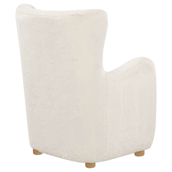Thornton Faux Fur Upholstered Wingback Lounge Accent Chair Ivory