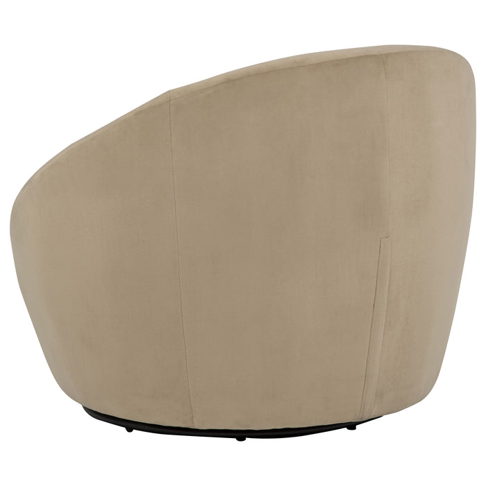 Myernick Velvet Upholstered Swivel Accent Chair Camel
