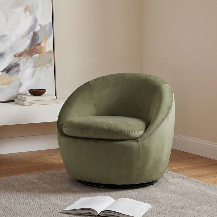 Myernick Velvet Upholstered Swivel Accent Chair Camel