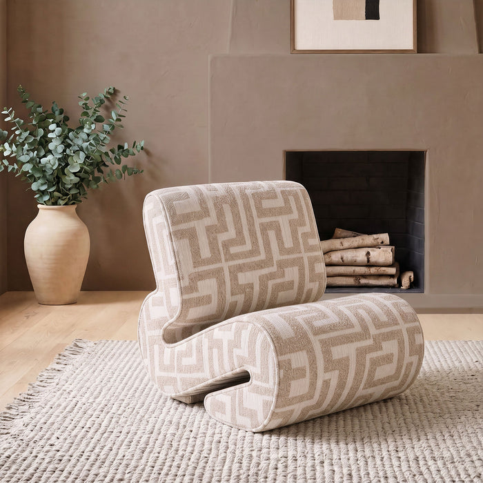 Eimer Geometric Jacquard Accent Chair Black