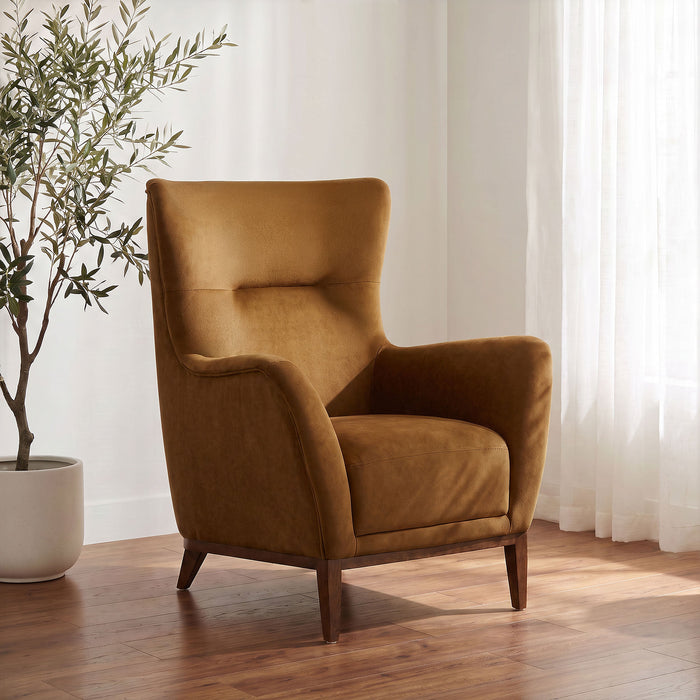 Catala Upholstered High Back Accent Chair Ivory and Coffee