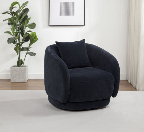Sillón auxiliar giratorio Arnaud tapizado en chenilla azul marino