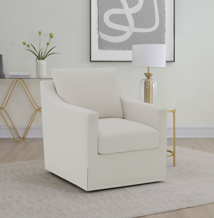 Winter Upholstered Sloped Arm Accent Swivel Chair Grey