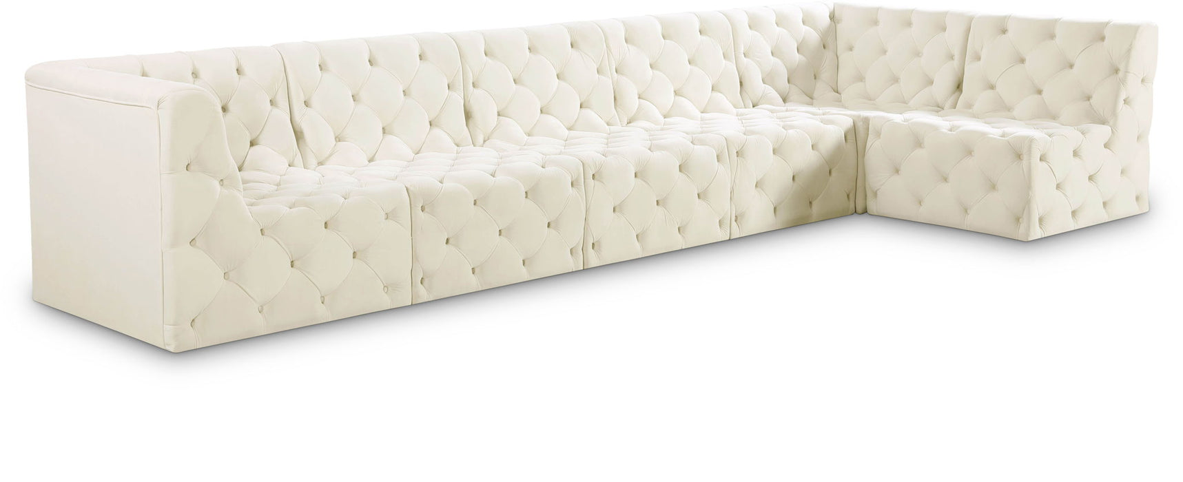 Seccional modular tapizado de terciopelo Tuft de 157" de 6 piezas