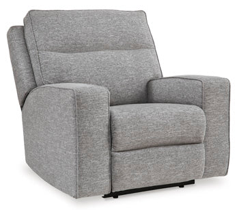 Biscoe Power Reclining Loveseat with Console - Black/Gray