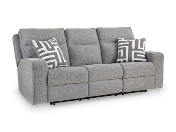 Biscoe Power Reclining Loveseat with Console - Black/Gray
