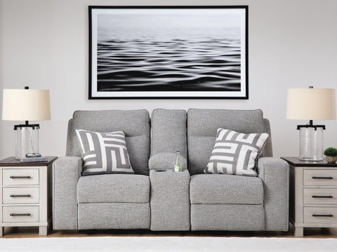 Loveseat reclinable eléctrico con consola Biscoe