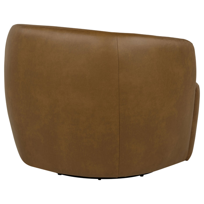 Hudson Faux Leather Swivel Accent Chair Cognac
