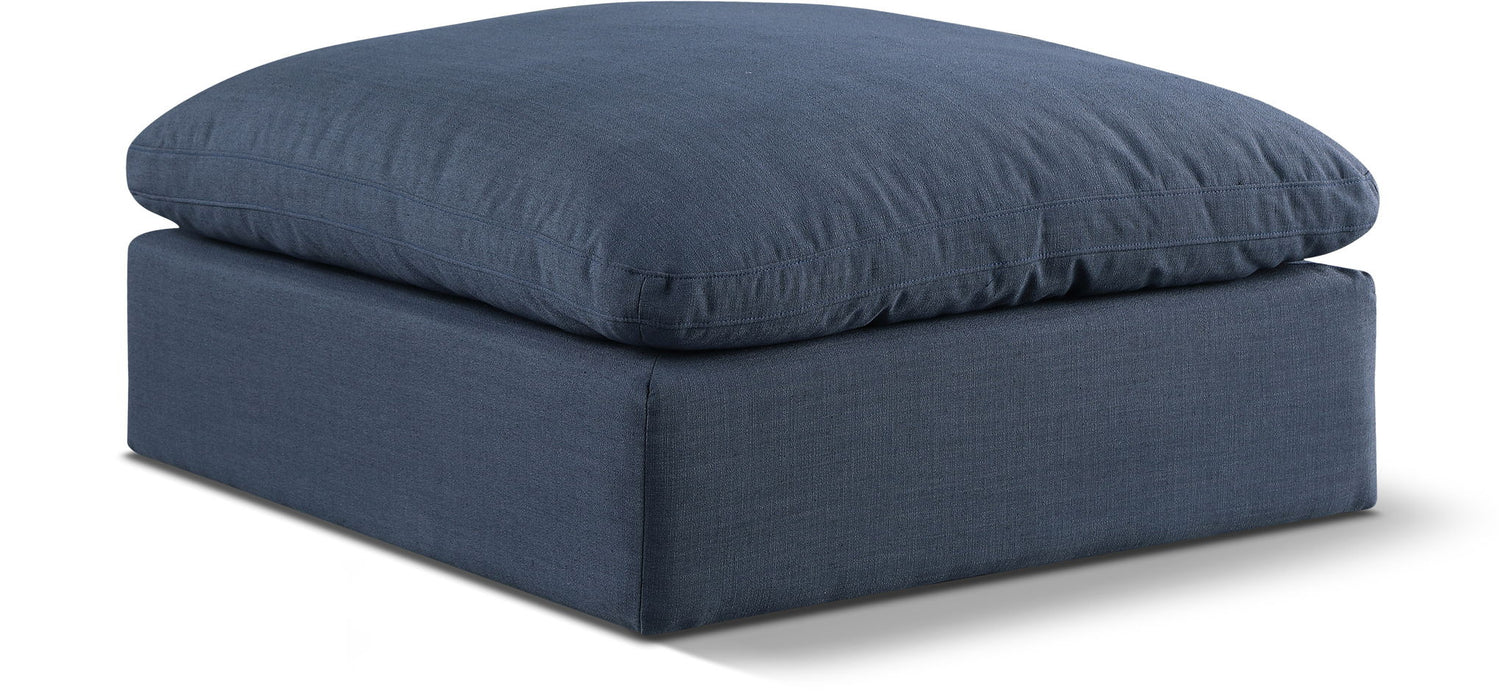 Otomana modular tapizada de tela con textura de lino Comfy