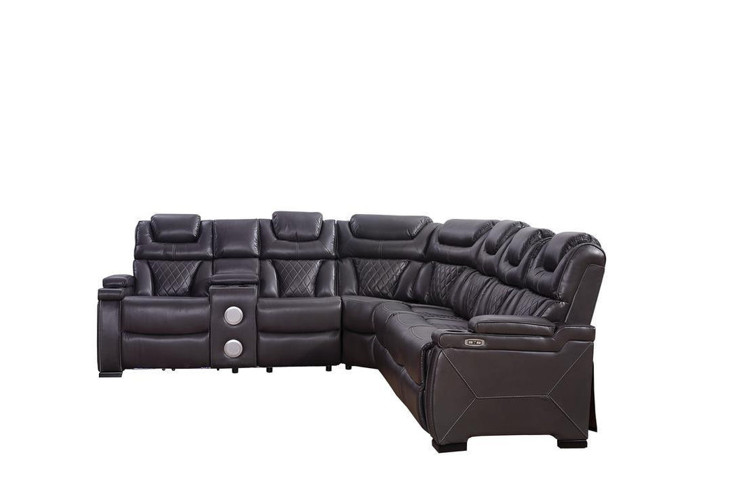 Wedge, LHF Loveseat w/Console /Speaker /Led Light/ Power Headrest, RHF Sofa w/Dropdown Table/