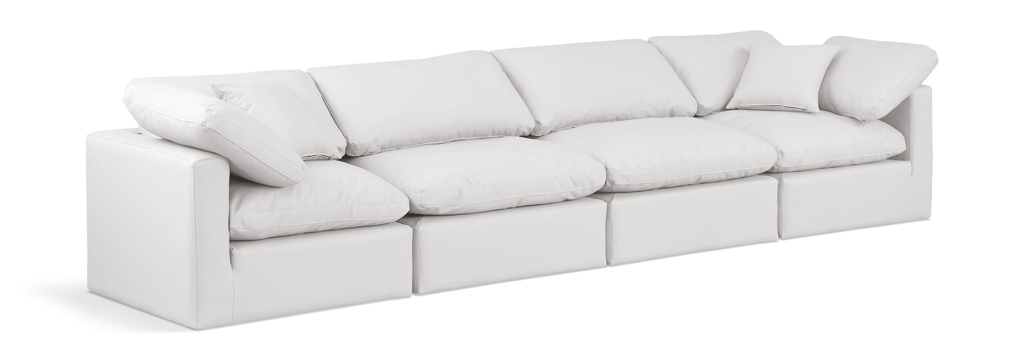 Indulge 140" Vegan Leather Upholstered 4pc. Modular Sofa