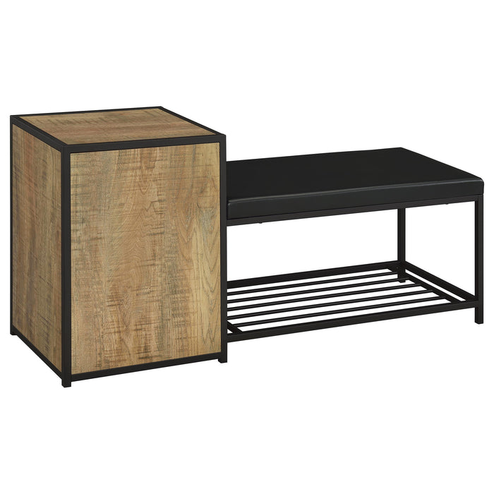 Martino Shoe Storage Entryway Bench with Cabinet Mango and Black