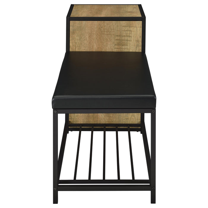 Martino Shoe Storage Entryway Bench with Cabinet Mango and Black