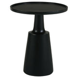 Mesa auxiliar decorativa redonda Ixia de madera de mango maciza, teñida de negro