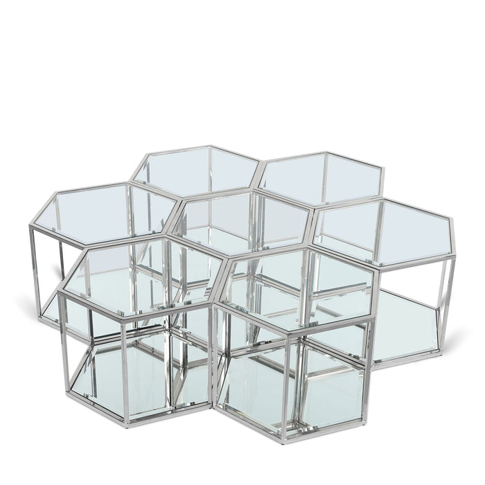 Sei Glass And Steel 7pc. Modular Coffee Table