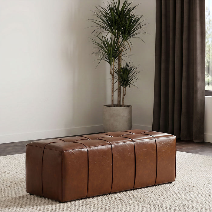 Farrell Faux Leather Upholstered Bench Brown