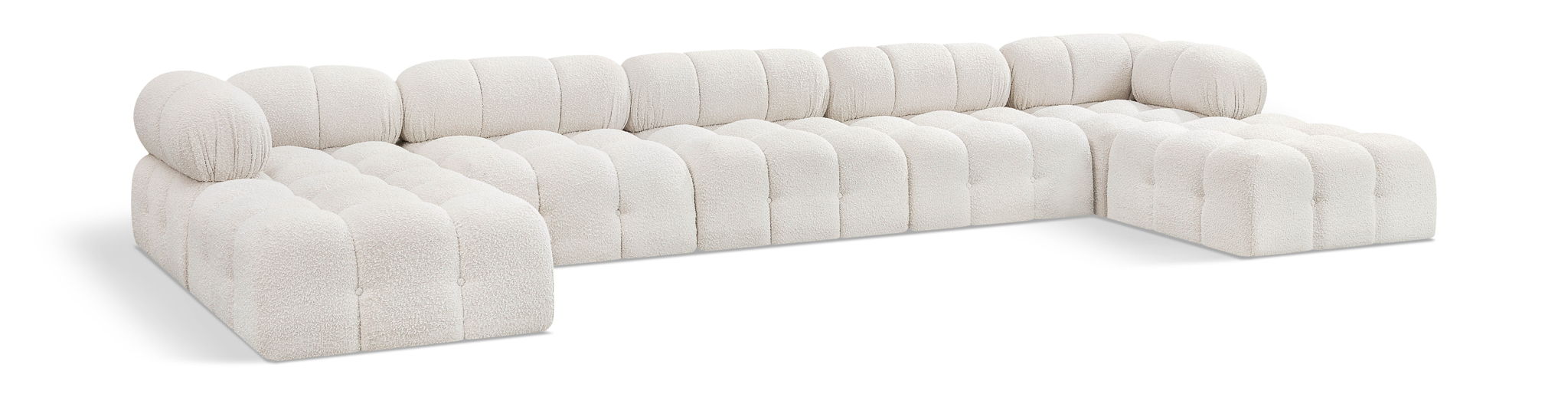Seccional modular tapizado de bouclé Ames de 170" de 7 piezas