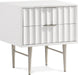 Modernist 22.5" Wood Veneer And Stainless Steel Base Nightstand - White