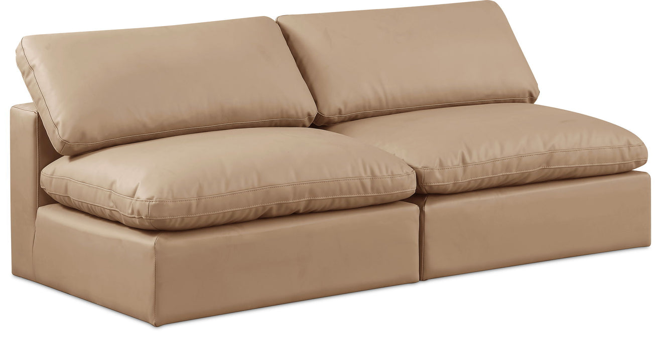 Loveseat modular tapizado de cuero vegano sin brazos Comfy de 78" de 2 piezas