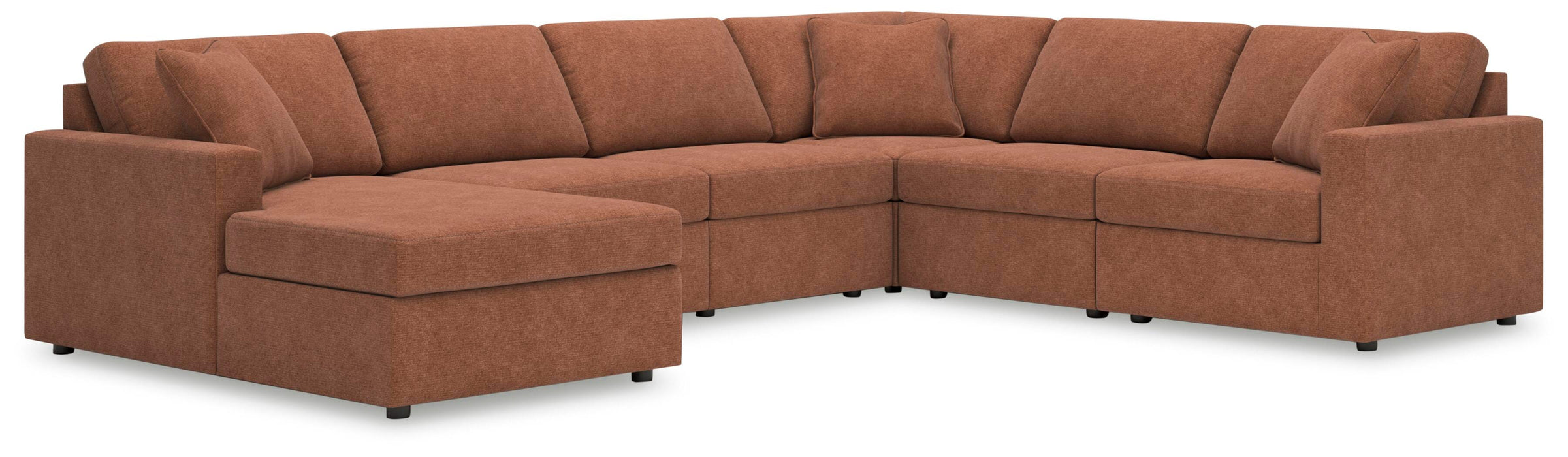 Modmax 6-Piece Sectional - LAF Corner Chaise, 3 Armless Chairs, RAF Corner Chair, Wedge