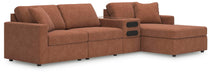 Modmax 4-Piece Sectional with Chaise - RAF Corner Chaise, Armless Chair, Console with Audio System, LAF Corner Chair