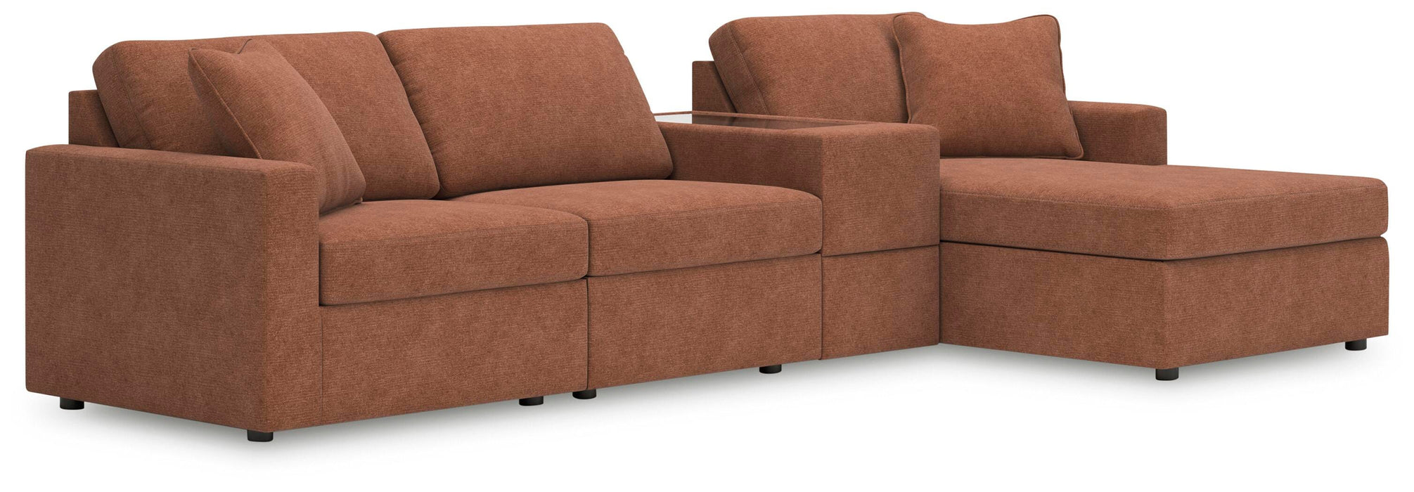 Modmax 4-Piece Sectional with Chaise - RAF Corner Chaise, Armless Chair, Console with Storage, LAF Corner Chair