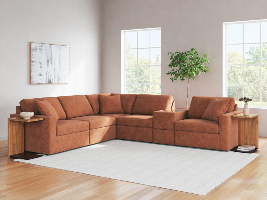 Modmax 6-Piece Sectional - 2 Armless Chairs, Console with Storage, LAF Corner Chair, RAF Corner Chair, Wedge