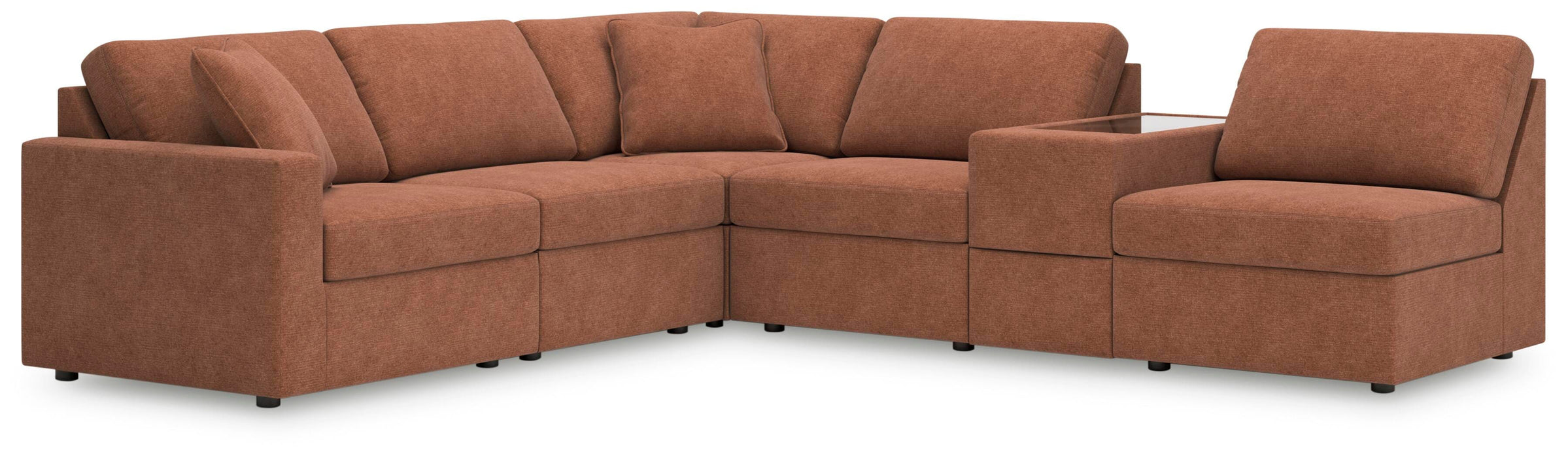 Modmax 6-Piece Sectional - 3 Armless Chairs, Console with Storage, LAF Corner Chair, Wedge