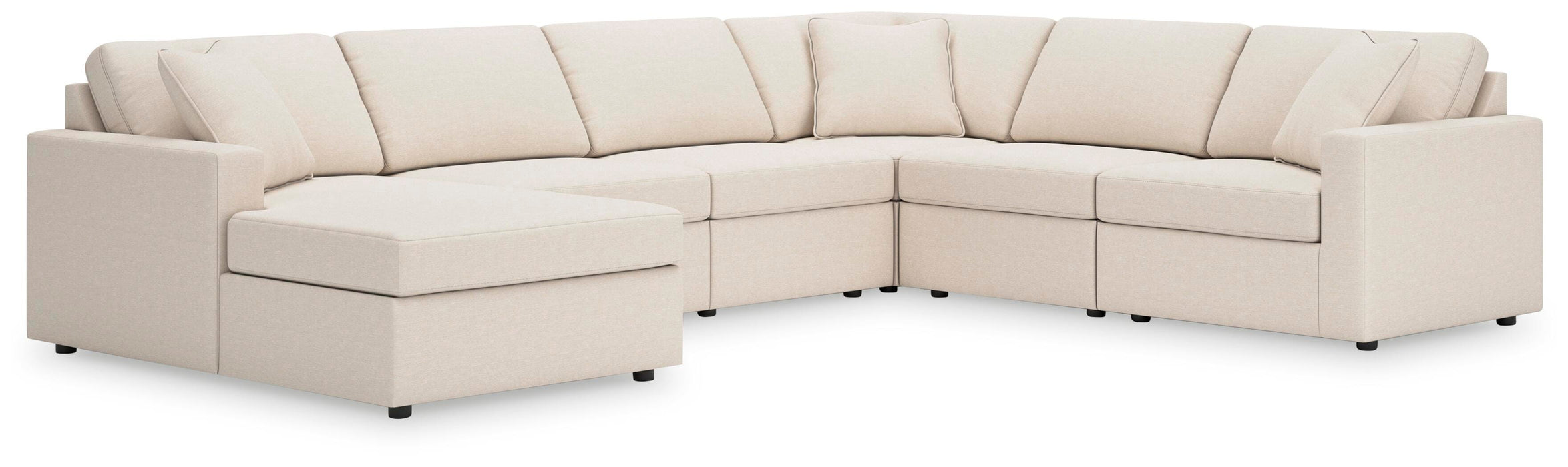 Modmax 6-Piece Sectional - LAF Corner Chaise, 3 Armless Chairs, RAF Corner Chair, Wedge