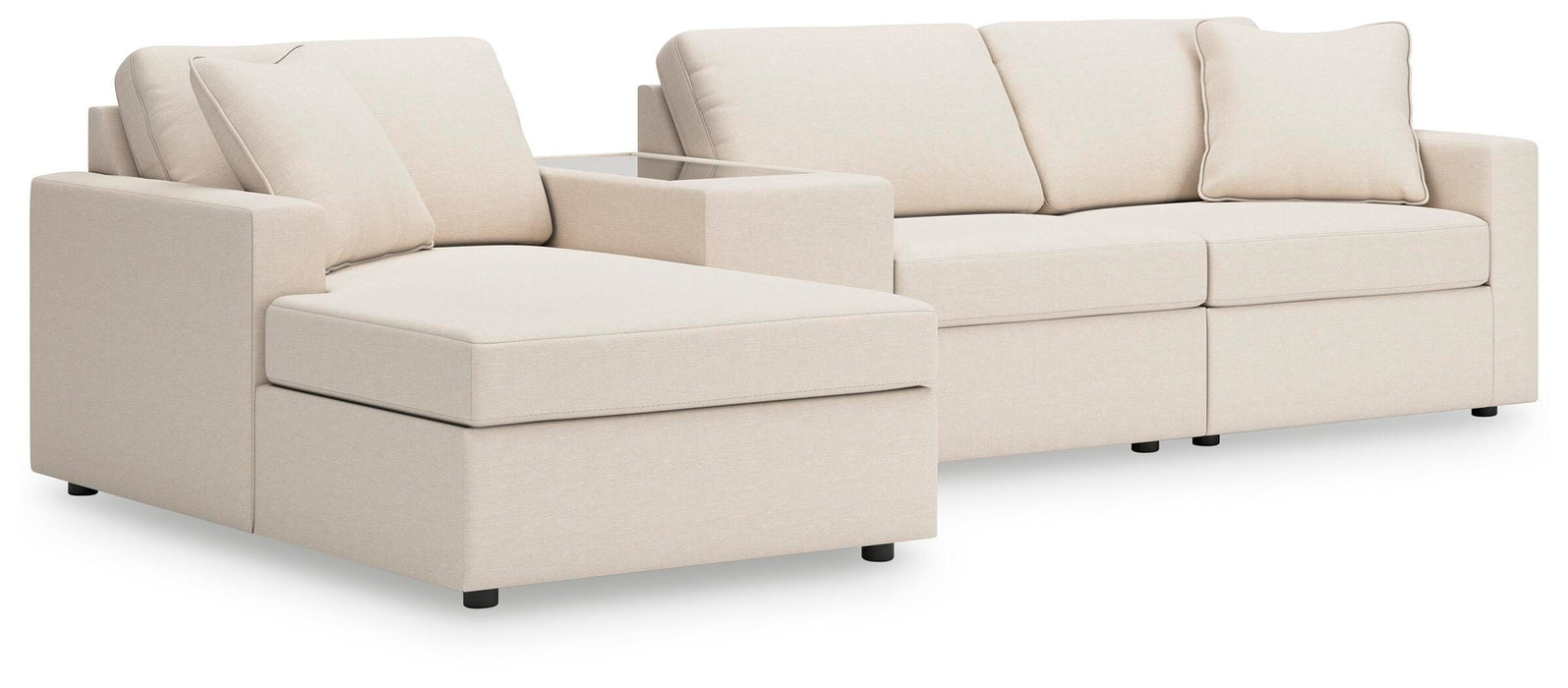 Modmax 4-Piece Sectional with Chaise - LAF Corner Chaise, Armless Chair, Console with Storage, RAF Corner Chair