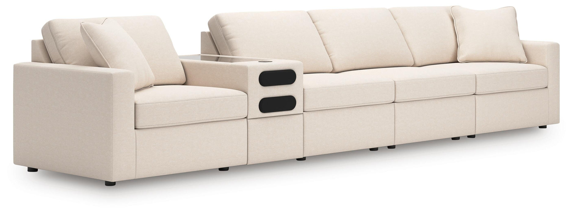 Modmax 5-Piece Sectional - 2 Armless Chairs, Console with Audio System, LAF Corner Chair, RAF Corner Chair