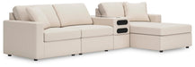 Modmax 4-Piece Sectional with Chaise - RAF Corner Chaise, Armless Chair, Console with Audio System, LAF Corner Chair