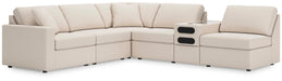 Modmax 6-Piece Sectional - 3 Armless Chairs, Console with Audio System, LAF Corner Chair, Wedge