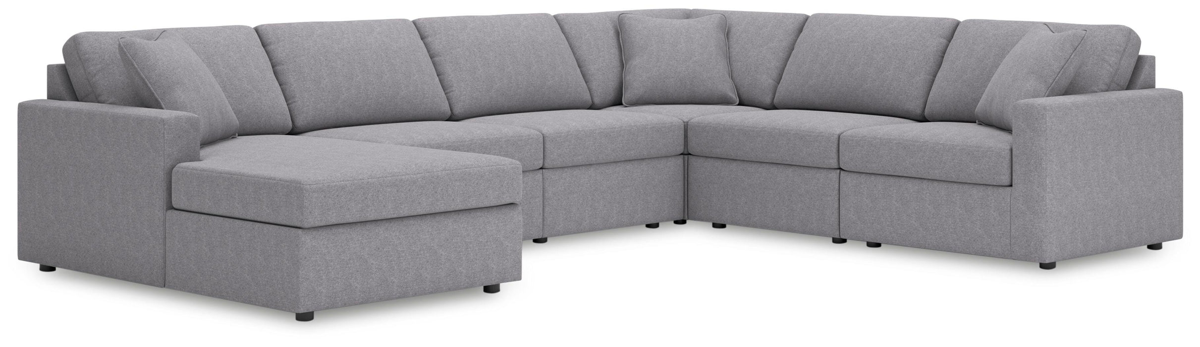 Modmax 6-Piece Sectional - LAF Corner Chaise, 3 Armless Chairs, RAF Corner Chair, Wedge