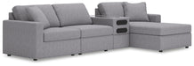 Modmax 4-Piece Sectional with Chaise - RAF Corner Chaise, Armless Chair, Console with Audio System, LAF Corner Chair