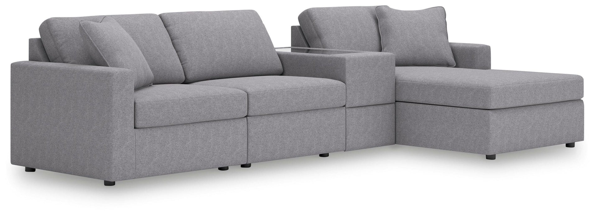 Modmax 4-Piece Sectional with Chaise - RAF Corner Chaise, Armless Chair, Console with Storage, LAF Corner Chair
