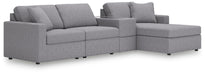 Modmax 4-Piece Sectional with Chaise - RAF Corner Chaise, Armless Chair, Console with Storage, LAF Corner Chair