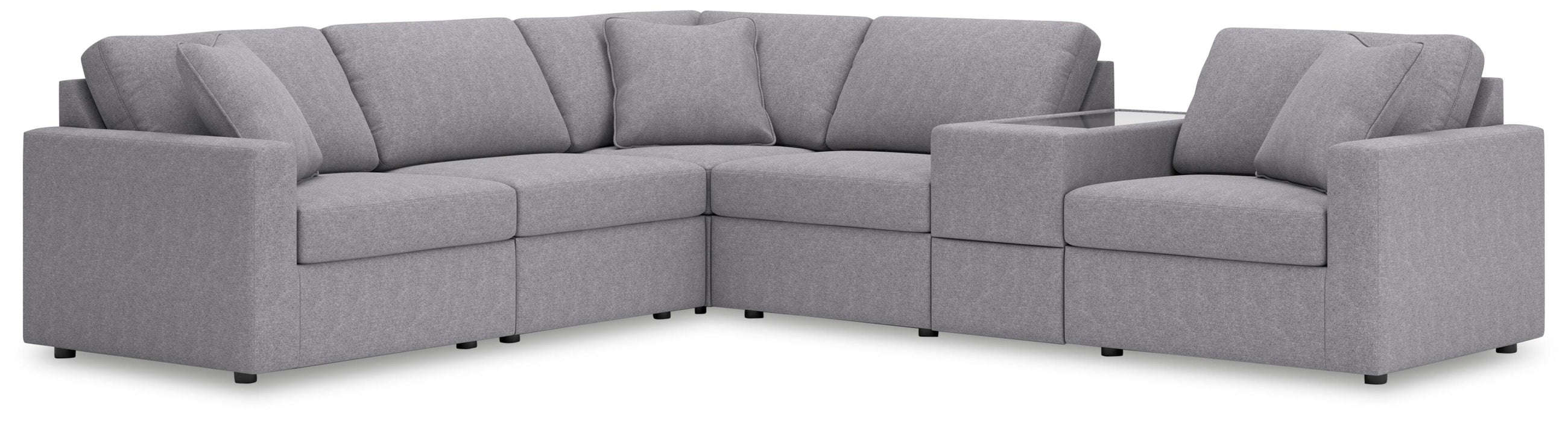 Modmax 6-Piece Sectional - 2 Armless Chairs, Console with Storage, LAF Corner Chair, RAF Corner Chair, Wedge