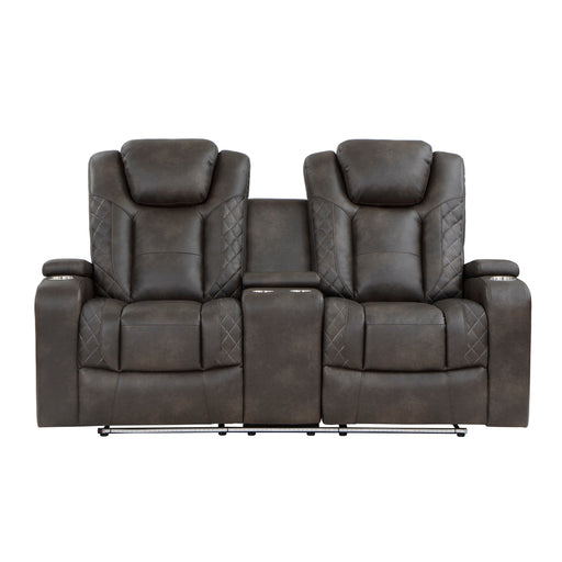 Tabor Power Double Reclining Love Seat with Center Console, Power Headrests, Storage Arms and Cup Holders