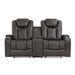 Tabor Power Double Reclining Love Seat with Center Console, Power Headrests, Storage Arms and Cup Holders