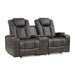 Tabor Power Double Reclining Love Seat with Center Console, Power Headrests, Storage Arms and Cup Holders