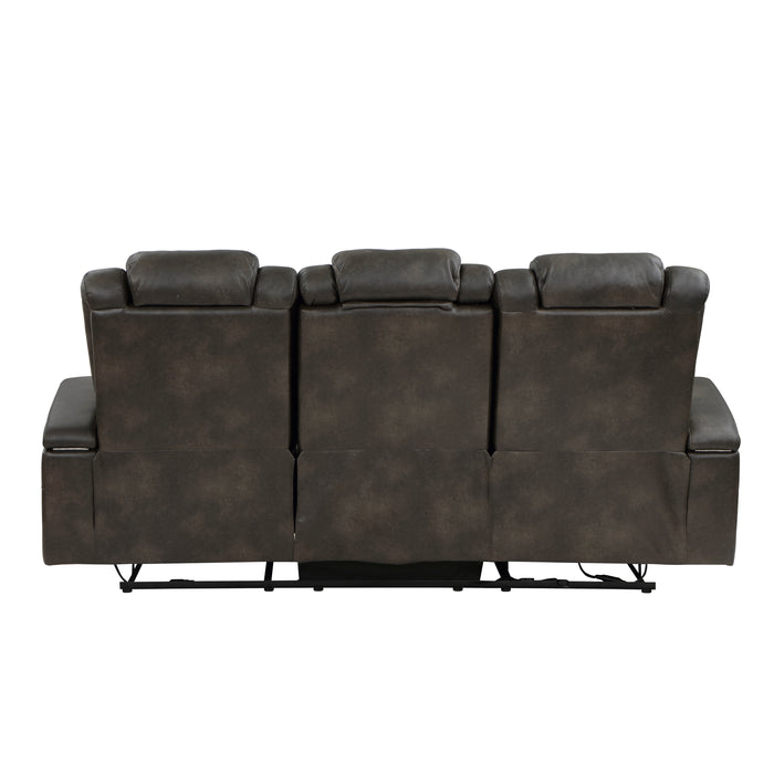 Tabor Power Double Reclining Sofa with Center Drop-Down Cup Holders, Power Headrests, Storage Arms and Cup holders