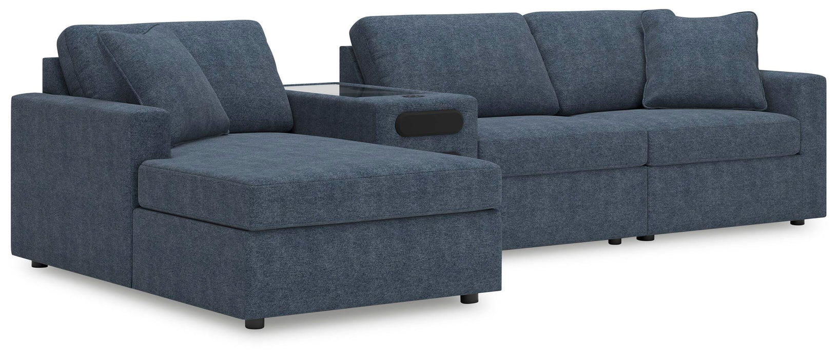 Modmax 4-Piece Sectional with Chaise - LAF Corner Chaise, Armless Chair, Console with Audio System, RAF Corner Chair